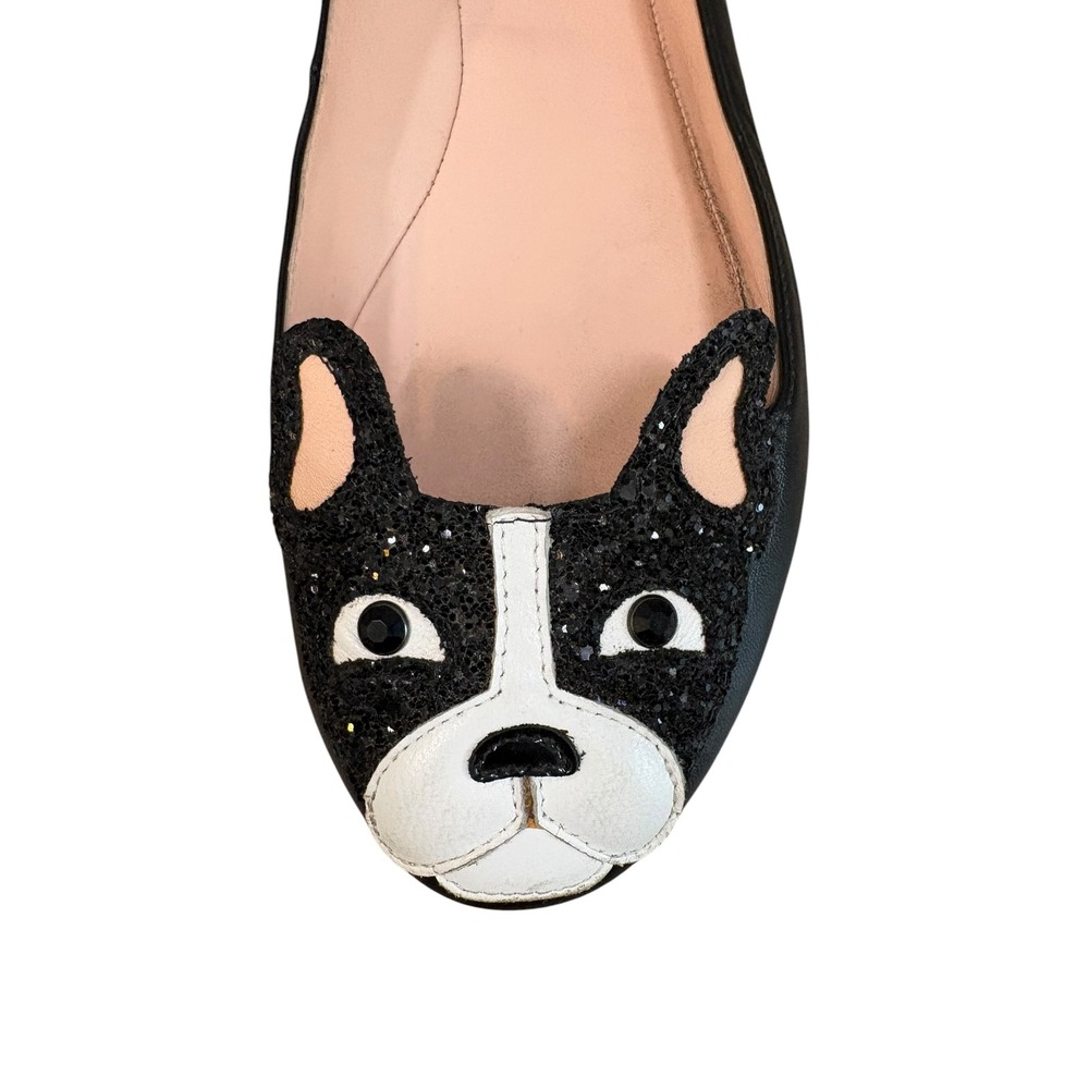 RARE Kate Spade Boston Terrier Winthrop Flats 8 Glitter Frenchie Novelty Leather - Picture 7 of 11
